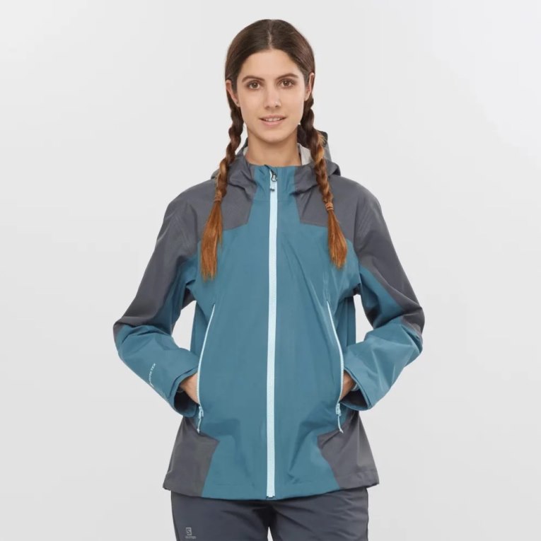 Chaquetas Shell Salomon Outline GTX Híbrido Mujer Azules Grises Oscuro | MX HNQJ254